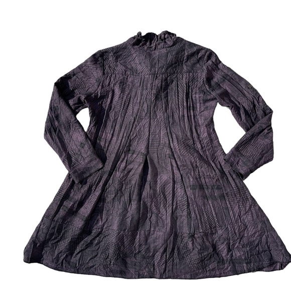 J'IDEE Lagenlook Loose Fit Shirt Jacket Dress Sz 4 France Purple Black Artsy S/M - Picture 3 of 8